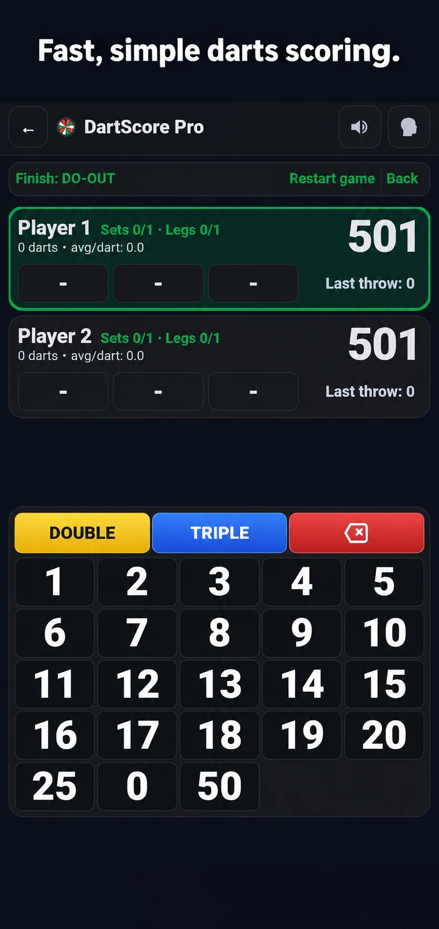Dart Score Pro: Darts App screenshot