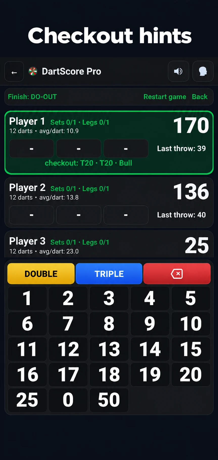 Dart Score Pro: Darts App screenshot